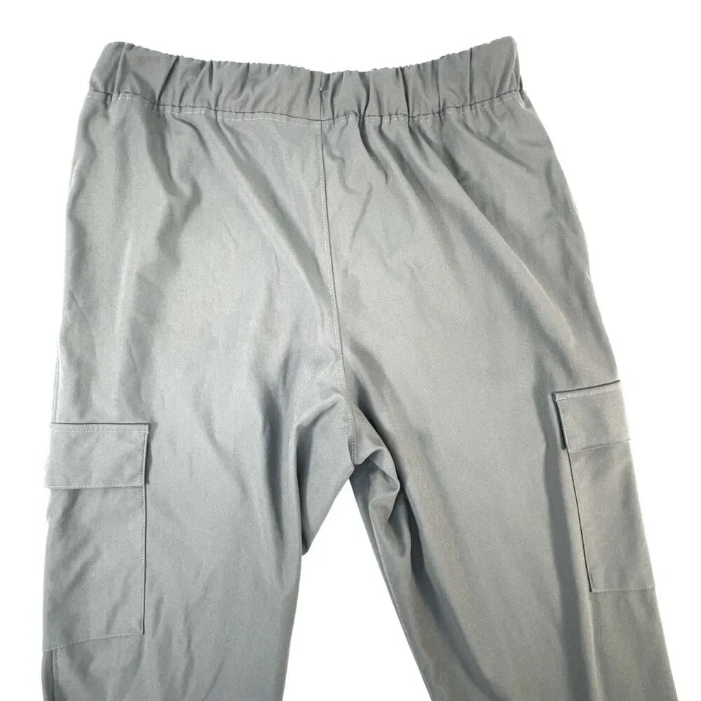 Zyia Active Gray Jogger Cargo Pants Drawstring Mens Size Medium